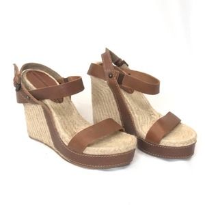 ADOLFO DOMINGUEZ Straw/Brown Wedges